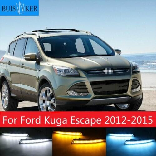 2Pcs Waterproof Car Led Daytime Running Light Drl Daylight Led Car For Ford Kuga Escape 2012 2013 2014 2015 With Fog Lamp