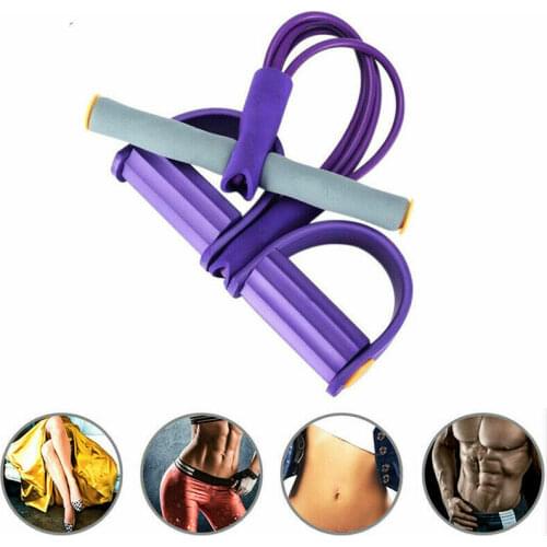 Fitness Gum 4 Tube Resistance Bands Foot Pedal 4-Tube Pull Rope Resistance Exercise Sit-up Fitness Home Yoga Equipment