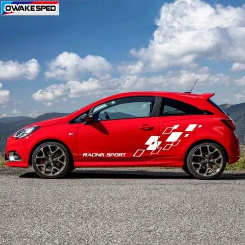 Racing Lattices Sticker Car Body Door Decor Vinyl Decal Both Side DIY Sticker For Opel-Corsa OPC 3-5 Doors