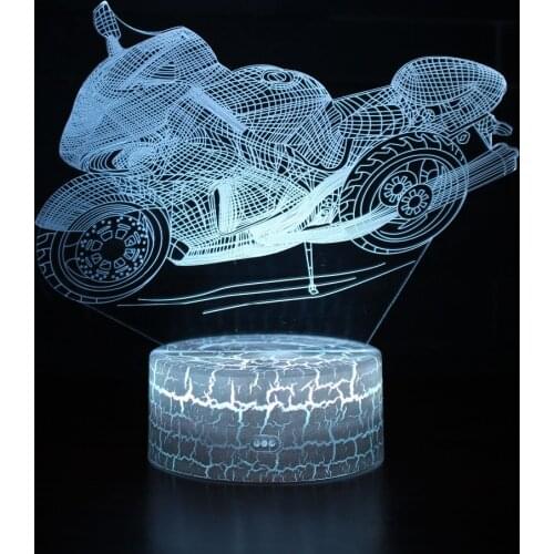 Racing Moto Motorcycle 7 Color Changeable LED 3D Illusion Visual Night Light Creative Bedroom Decoration Light Novelty Lamp Gift