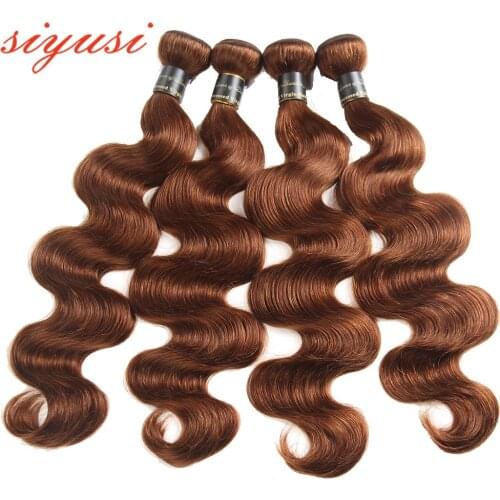 Brown human hair bundles Peruvian Human Hair Weft Body Wave Bundles Color 30 Wavying Hair Extensions Sew In Hair Bundles