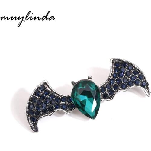 Bat Crystal Man Brooch Collar Pin Rhinestone Women Man Brooches Jewelry Broach Scarf Suit Brooch Pins Muylinda