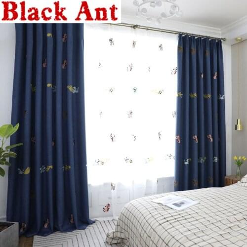 Cute Cat Curtain for Kids Boys Room Cartoon Blue Sheer Drapes for Living Room Window Bedroom Gray Tulle Curtain Shade T&131 #30