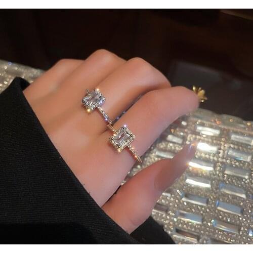 Fashion Zircon Open Simple Index Finger Rings for Women Shiny Luxury Adjustable Rhinestone Ring Party Jewelry Accessories Gifts