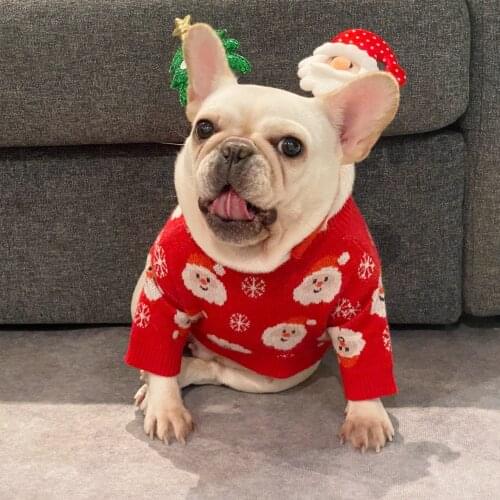 Fashion Pet Dog Cat Christmas Sweater Jumper Winter Warm Clothes Puppy Hoodie Small Medium Dogs Schnauzer Pug Jacket Coat AQC41