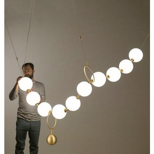 Nordic Simplicity Pearl Necklace Lobby pendant lamp Living Room pendant light Restaurant Glass Ball Showroom Hall Bubble Lamps