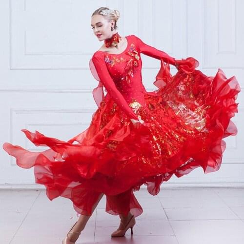 Modern Dance Dress New Pattern Paillette Will Pendulum Ballroom Dancing Waltz dress pendant cuff Ballroom Dancing Dress