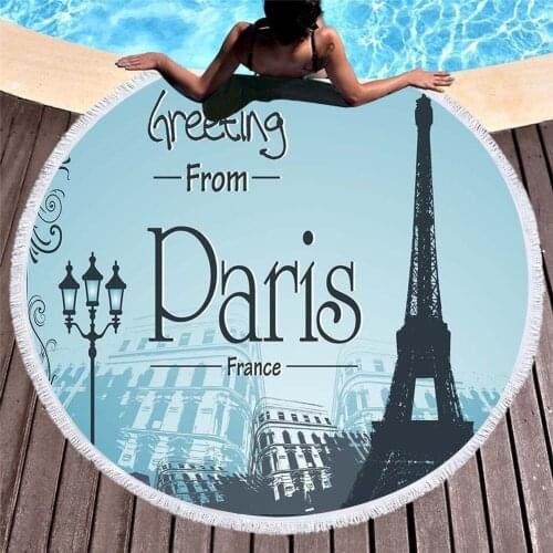 Beach Towel Round Tablecloth Blanket Thicken Digital Printing 150*150cm Microfiber Tapestry Tassel Bath Air Conditioner Quilt