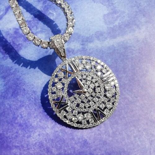 Iced Out Watch Shape Pendants With Tennis Chain 2 Colors AAA Zircon Necklace for Men Hip Hop Jewelry Gifts