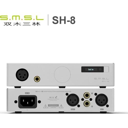 SMSL SH-8 Full Balanced Desktop HIFI Headphone Power Amplifier AMP High Performance with RCA/XLR Intput 6.35mm/Balanced Output