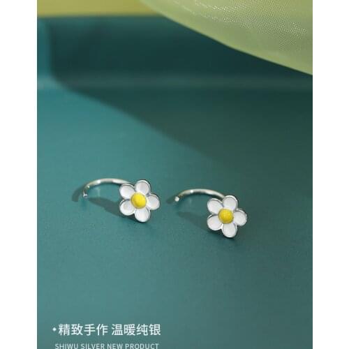 925 sterling silver earrings with 2020 new small fresh daisy earrings temperament simple small wave earrings for fashion women