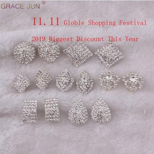 High-grade Rhinestone Crystal Tear Drop Geometric Flower Clip on Earrings No Pierced for Women Wedding Luxury No Hole Earrings