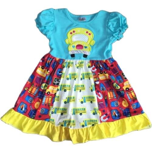 Girlymax 3 Colors Back To School Apple School Bus Milk Silk Baby Girls Boutique Sunkissed Polka Dot Dress Belt Kids Clothing