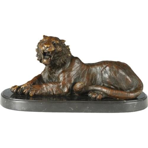 Roaring Tiger Statue Fierce Wildlife Animal Sculpture Hot Cast Bronze Chinese Zodiac Art Christmas Gift Home Decor