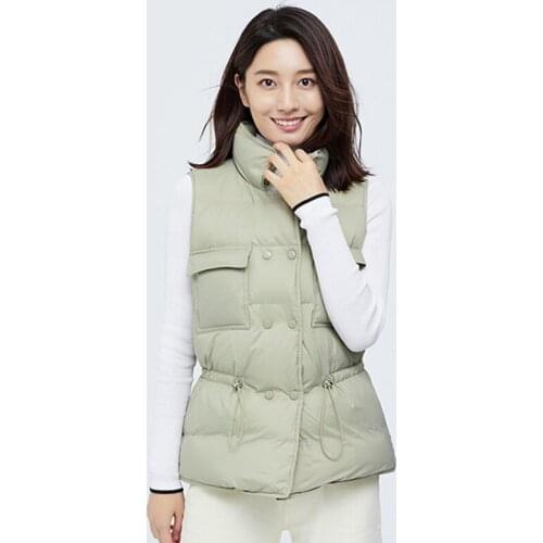 Ultra Light Down Vest Women Short Jacket White 90% Duck Down Coat Windproof Lightweight Warm Waistcoat Adjustable Waist