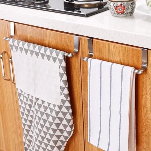 Stainless Steel Towel Rack Bathroom Accessories Kitchen Cupboard Hanger Cabinet Towel Racks Over Door Towel Cabinet Shelf Rack