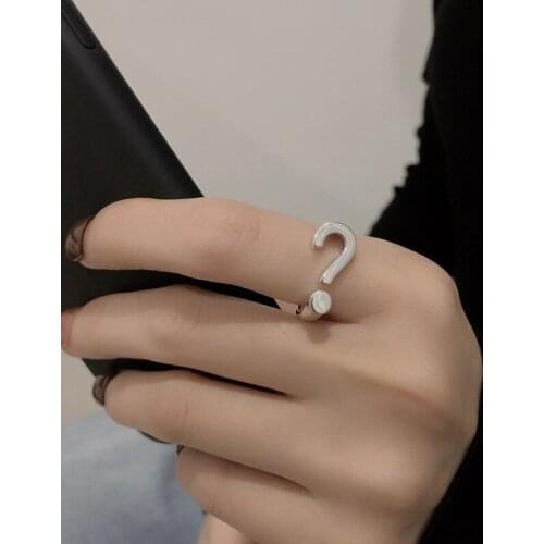 Vintage Gold Silver Color Metal Rings Creativity Question Mark Open Rings for Women Punk Hip Hop Adjustable Ring Fashion Jewelry