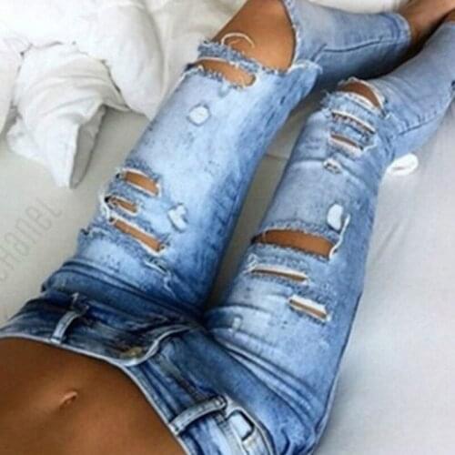 Skirts Cotton Skinny Ripped Boyfriend Summer Fall Jeans Slim cx Pencil Waist New Denim Long Casual Streetwear High Pants