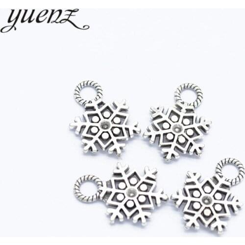 YuenZ 20 pcs Antique Silver color Metal Pendant Christmas snowflake Charms Diy Bracelet Necklace Jewelry Making 21*15mm L507