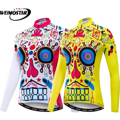 Women Cycling Jersey Long Sleeve Autumn Girl MTB Bike Clothes Wear Cycling Bicycle Clothing Ropa Ciclismo Anti-UV Yellow