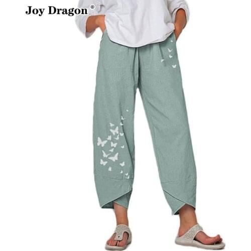 Women Wide Leg Pants 2021 Sweatpants PrintTrousers Linen Loose Vintage Casual Clothing Harajuku Cargo Capri Oversize Streetwear