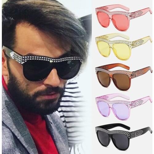 WomenS Large Frame Diamond-Plated Sunglasses Anti-Ultraviolet Gypsophila Jelly Glasses Cолнечные Oчки Женский