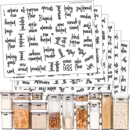 157PCS Self-Adhesive Stickers Pantry Labels Waterproof Transparent Resistant Food Label Sticker For Containers Storage Jar