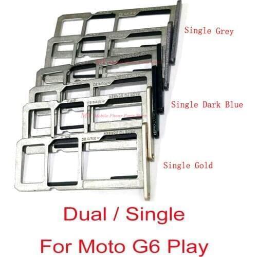 2 PCS Single Dual Sim Card Tray Holder Reader Adapters For Motorola Moto G6 Play Micro Sim SD Card Slot Tray Reader Spare Parts