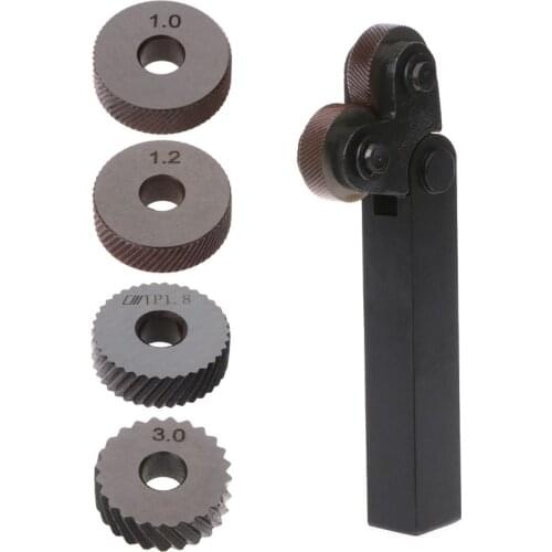 2pcs Diagonal Linear Knurl Wheels Knurling Knurler Tool 1.0/1.2/1.8/3.0mm Pitch L4MF