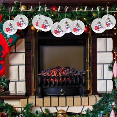 5PCS New Year Santa Claus Wooden Pendant ChristmasTree Decoration Ornaments Home Hanging Decor Christmas Decorations For Home