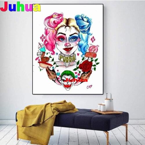 5d Diy Diamond Painting"Watercolor Clown Girl"Diamond Embroidery Full Round Square Mosaic Diamond Movie Wall Art Cross Stitch