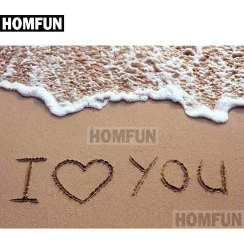 HOMFUN Full Square/Round Drill 5D DIY Diamond Painting "Seaside love" Embroidery Cross Stitch 5D Home Decor Gift A02106