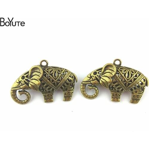 BoYuTe (5 Pieces/Lot) 53*33MM Antique Bronze Plated Zinc Alloy Elephant Pendants for Diy Jewelry Makings Accessories Wholesale