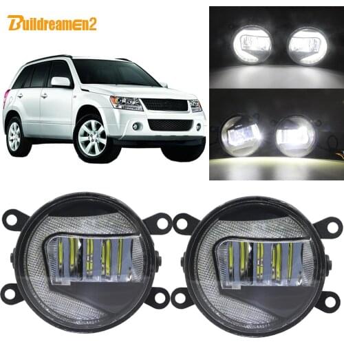 Buildreamen2 2 in 1 Car LED Projector Fog Light + DRL Daytime Running Light White 12V For Suzuki Grand Vitara 2/II JT 2005-2015