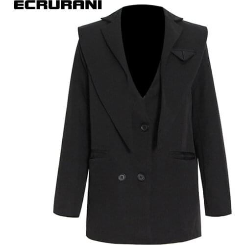 Женские двубортные пиджаки ECRURANI China At AliExpress