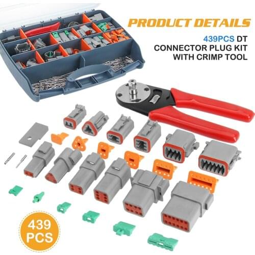 Electrapick 439pcs Deutsch DT Wire Connector Waterproof Connector w/ Crimp Tool Car Electrical Wire Connector Plug Truck Harness