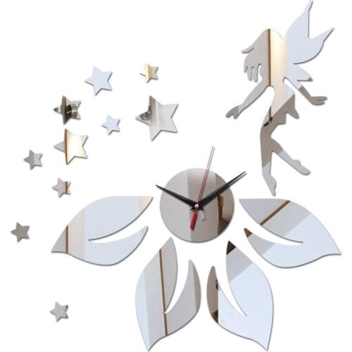 Hot geometric single face diy mirror acrylic material wall stickers modern style quartz wall clocks stars decor wall watches