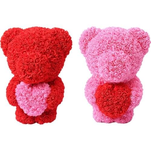 Wedding Party Decorations stand Rose foam Bear with love heart Anniversary Valentines Day Gift Birthday Present rose foam bear
