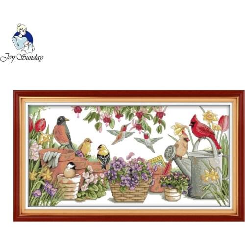 Joy Sunday Birds gather in garden Counted Cross Stitch 11 14CT Cross Stitch Set Wholesale Cross-stitch Kit Embroidery Needlework