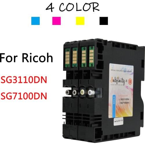 1 set 4 Color Dye Sublimation Ink Cartridge For Ricoh SG3110DN SG7100DN Cartridges For Heat Press transfer machine Ink Box