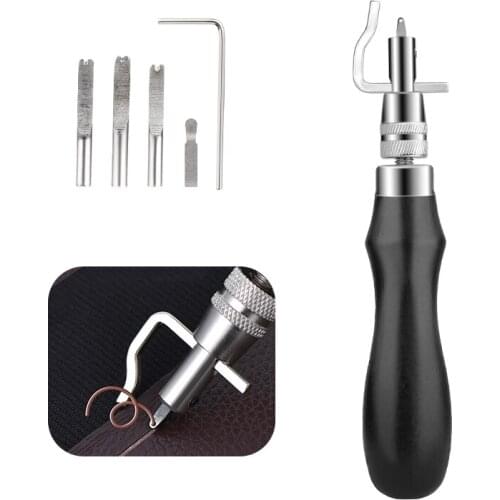 LMDZ 7 in 1 Set Pro Leathercraft Adjustable Stitching and Black Groover Crease Leather Tool DIY Handmade Practical Hand Tools