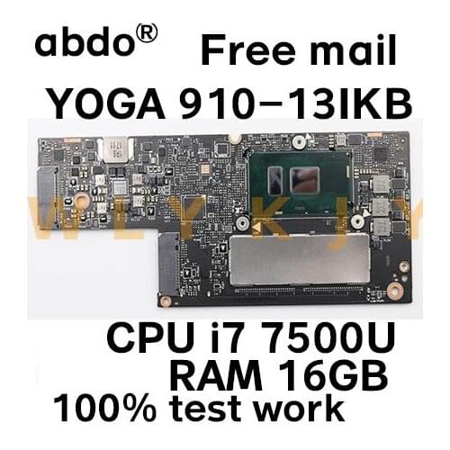 CYG50 NM-A901 for Lenovo YOGA 910-13IKB YOGA 910 Laptop Motherboard I7-7500U CPU 16GB RAM 100% test work free mail