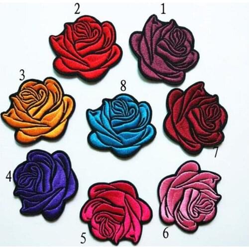 Maxsin High Quality 5 Pc/lot Embroidered Sticker Sew / Iron On Jeans Jacket Badge Rose Flower Patch Garment Applique DIY