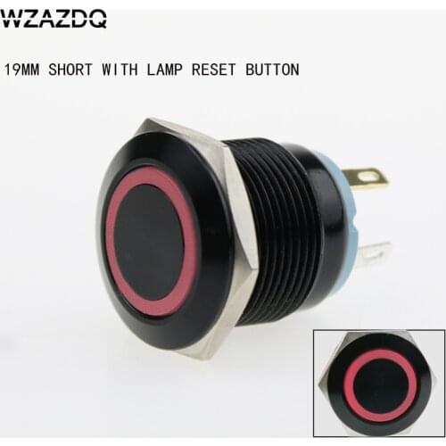19 mm self - reset metal button switch short oxidation black button switch with LED light.12V24V220V