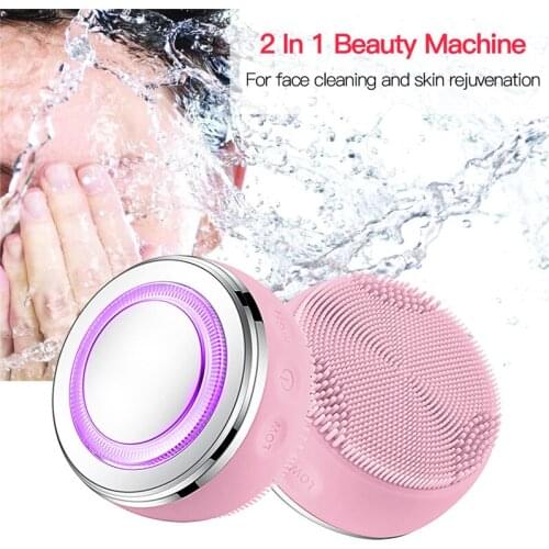 Multifunction Warm Silicone Deep Face Cleansing Brush Massager EMS LED Photon Rejuvenation Facial Care Device USB Rechargeable40