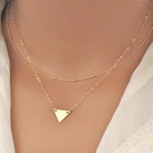 LUSION Trendy Triangle Choker Necklace for Woman Gold Sliver Color Collar Layered Charms Necklace Statement Jewelry 2019 New