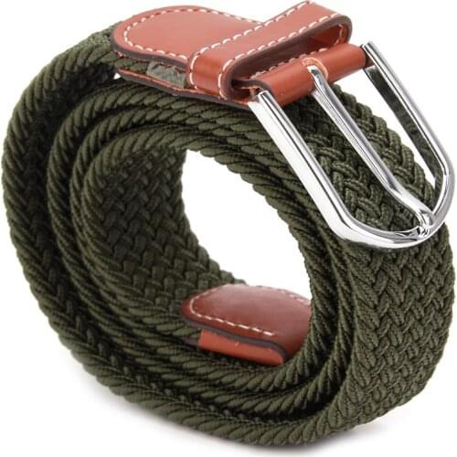 Fashion Men Belt Elastic Knitted Belt Metal Buckle Waist Strap High Quality Military Army Tactical Belt 6 Colors 2021 New