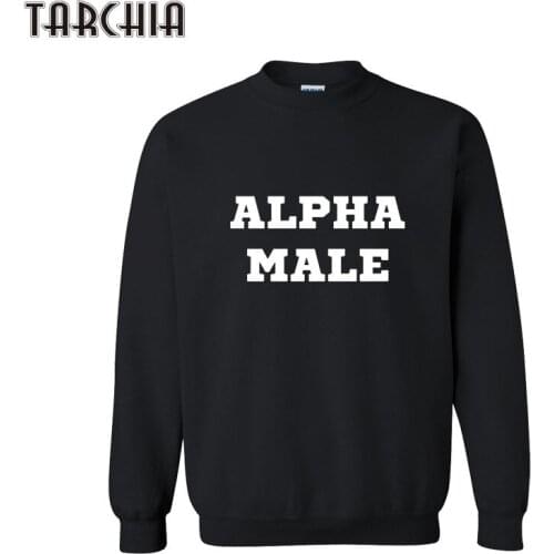 TARCHIA Men Hoodies ALPHA MALE Fashion Letter Print Long Sleeve O-Neck Hip Hop Sweatshirt Autumn Spring Mens Pullover Tops