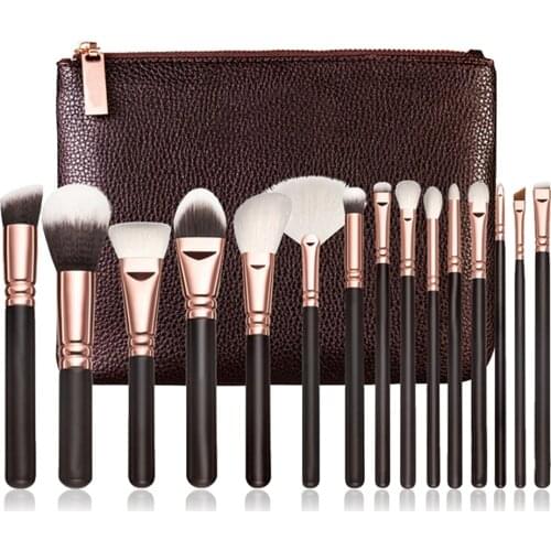 15pcs Pro Makeup Brushes Set Multifunctional Brush Powder Eyeshadow Make Up Brush With Portable PU Case Beauty Tools