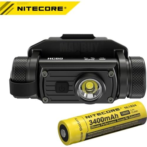 NITECORE HC60M 1000Lumen CREE U2 LED + NVG Mount 18650 Rechargeable Battery Helmet Light Waterproof Travel Outdoor Free Shipping